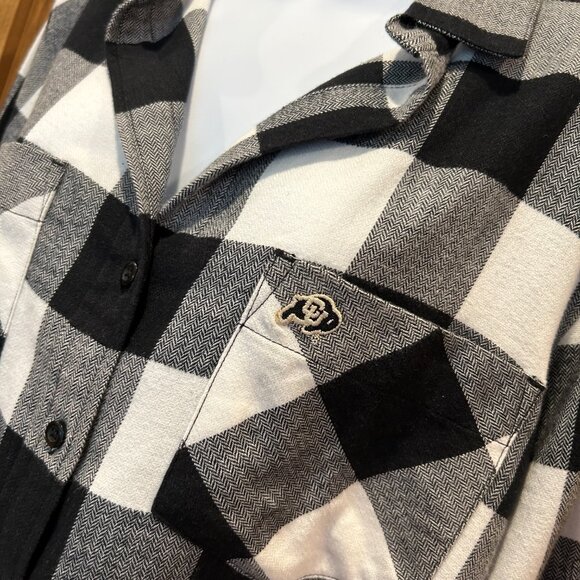 SKO BUFFS! CU Boulder Ladies Flannel Buffalo Check Top (NEW) - Picture 10 of 16